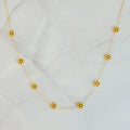Dainty Golden Bead Flower Necklace – Waterproof 18K Gold-Plated Stainless Steel