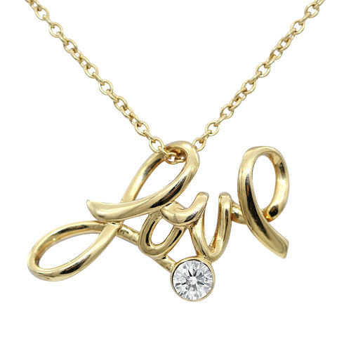 24K Gold-Plated Love Necklace with Crystal Pendant – Elegant Gift Jewelry