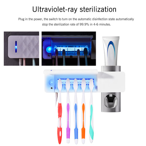 3-in-1 UV Toothbrush Sterilizer & Holder with Automatic Toothpaste Dispenser