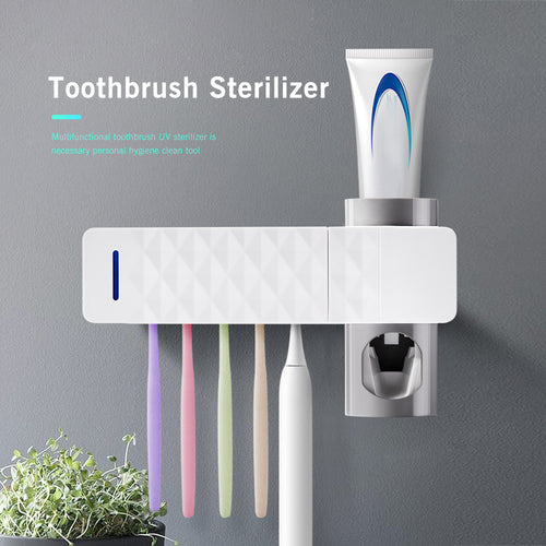 3-in-1 UV Toothbrush Sterilizer & Holder with Automatic Toothpaste Dispenser